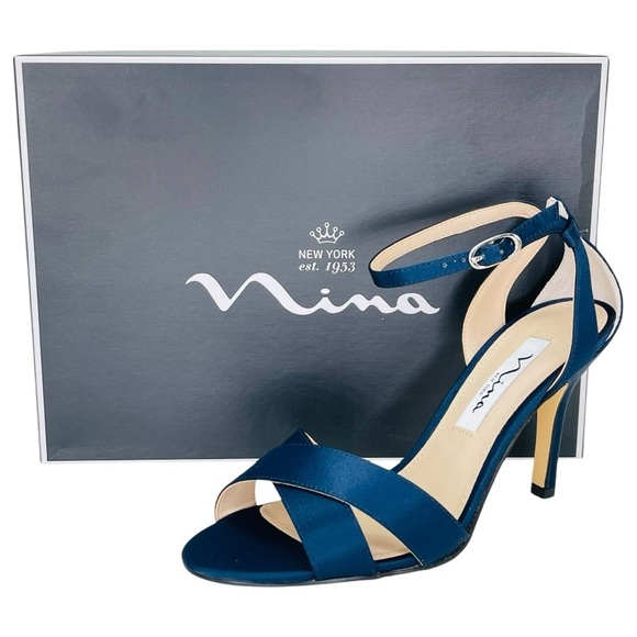 Nina Shoes - Nina Venus Navy Satin Womens Heels Size 6M
